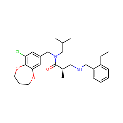 CCc1ccccc1CNC[C@@H](C)C(=O)N(Cc1cc(Cl)c2c(c1)OCCCO2)CC(C)C ZINC000114099534