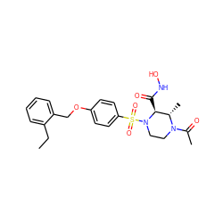 CCc1ccccc1COc1ccc(S(=O)(=O)N2CCN(C(C)=O)[C@@H](C)[C@@H]2C(=O)NO)cc1 ZINC000013539430
