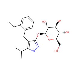 CCc1ccccc1Cc1c(O[C@@H]2O[C@H](CO)[C@@H](O)[C@H](O)[C@H]2O)n[nH]c1C(C)C ZINC000095576744