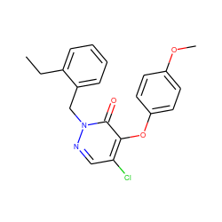 CCc1ccccc1Cn1ncc(Cl)c(Oc2ccc(OC)cc2)c1=O ZINC000073280136