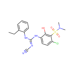 CCc1ccccc1N/C(=N\C#N)Nc1ccc(Cl)c(S(=O)(=O)N(C)C)c1O ZINC000036143837