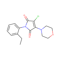 CCc1ccccc1N1C(=O)C(Cl)=C(N2CCOCC2)C1=O ZINC000000144955