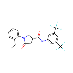 CCc1ccccc1N1C[C@H](C(=O)Nc2cc(C(F)(F)F)cc(C(F)(F)F)c2)CC1=O ZINC000220664849