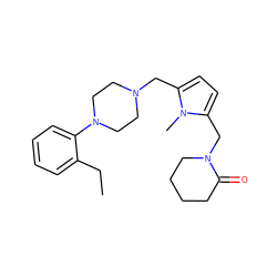 CCc1ccccc1N1CCN(Cc2ccc(CN3CCCCC3=O)n2C)CC1 ZINC000053074262