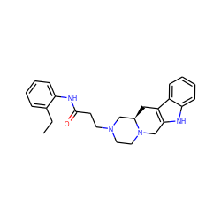 CCc1ccccc1NC(=O)CCN1CCN2Cc3[nH]c4ccccc4c3C[C@@H]2C1 ZINC000026747911