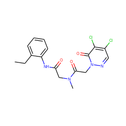 CCc1ccccc1NC(=O)CN(C)C(=O)Cn1ncc(Cl)c(Cl)c1=O ZINC000003464950