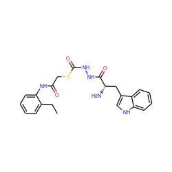 CCc1ccccc1NC(=O)CSC(=O)NNC(=O)[C@@H](N)Cc1c[nH]c2ccccc12 ZINC000029131027