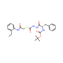 CCc1ccccc1NC(=O)CSC(=O)NNC(=O)[C@H](Cc1ccccc1)NC(=O)OC(C)(C)C ZINC000029050416