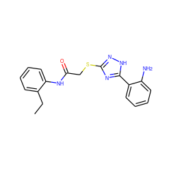 CCc1ccccc1NC(=O)CSc1n[nH]c(-c2ccccc2N)n1 ZINC000653826112