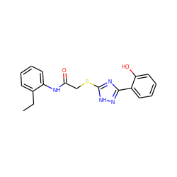 CCc1ccccc1NC(=O)CSc1nc(-c2ccccc2O)n[nH]1 ZINC000005445020