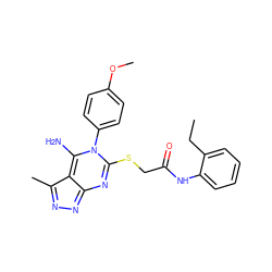 CCc1ccccc1NC(=O)CSc1nc2nnc(C)c-2c(N)n1-c1ccc(OC)cc1 ZINC000100623004