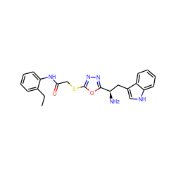 CCc1ccccc1NC(=O)CSc1nnc([C@H](N)Cc2c[nH]c3ccccc23)o1 ZINC000004313037