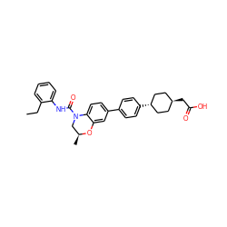 CCc1ccccc1NC(=O)N1C[C@H](C)Oc2cc(-c3ccc([C@H]4CC[C@H](CC(=O)O)CC4)cc3)ccc21 ZINC000261155322