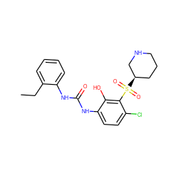 CCc1ccccc1NC(=O)Nc1ccc(Cl)c(S(=O)(=O)[C@@H]2CCCNC2)c1O ZINC000115476405