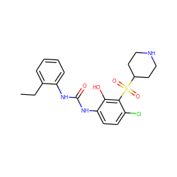 CCc1ccccc1NC(=O)Nc1ccc(Cl)c(S(=O)(=O)C2CCNCC2)c1O ZINC000115478129