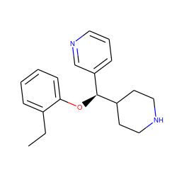 CCc1ccccc1O[C@@H](c1cccnc1)C1CCNCC1 ZINC000043010718