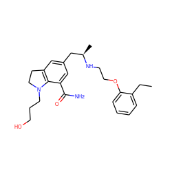 CCc1ccccc1OCCN[C@H](C)Cc1cc2c(c(C(N)=O)c1)N(CCCO)CC2 ZINC000653833207