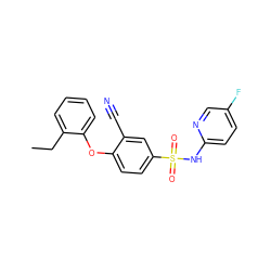 CCc1ccccc1Oc1ccc(S(=O)(=O)Nc2ccc(F)cn2)cc1C#N ZINC000473198556