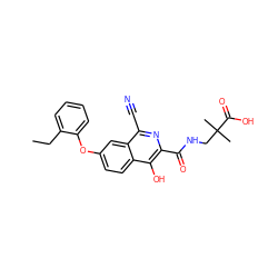 CCc1ccccc1Oc1ccc2c(O)c(C(=O)NCC(C)(C)C(=O)O)nc(C#N)c2c1 ZINC000146760552