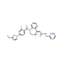 CCc1ccn(-c2ccc(C(=O)N3CCC(F)(F)/C(=C\C(=O)NCc4ccccn4)c4ccccc43)c(Cl)c2)n1 ZINC000042835114