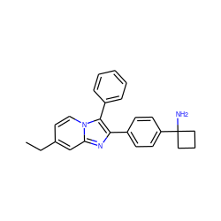 CCc1ccn2c(-c3ccccc3)c(-c3ccc(C4(N)CCC4)cc3)nc2c1 ZINC000113656177