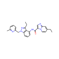 CCc1ccn2c(C(=O)Nc3cccc4c3c(CC)nn4Cc3cccc(C)n3)cnc2c1 ZINC000169706557