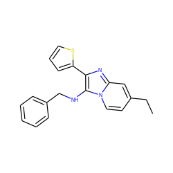 CCc1ccn2c(NCc3ccccc3)c(-c3cccs3)nc2c1 ZINC001772653547