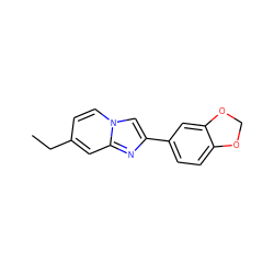 CCc1ccn2cc(-c3ccc4c(c3)OCO4)nc2c1 ZINC000000152677