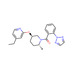 CCc1ccnc(O[C@@H]2CC[C@@H](C)N(C(=O)c3ccccc3-n3nccn3)C2)c1 ZINC000299852183