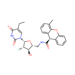 CCc1cn([C@@H]2O[C@H](CNC(=O)[C@@H]3c4ccccc4Oc4c(C)cccc43)[C@@H](O)[C@@H]2F)c(=O)[nH]c1=O ZINC000029397205