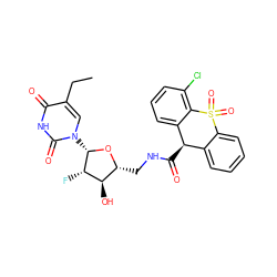 CCc1cn([C@@H]2O[C@H](CNC(=O)[C@@H]3c4ccccc4S(=O)(=O)c4c(Cl)cccc43)[C@@H](O)[C@@H]2F)c(=O)[nH]c1=O ZINC000029394941
