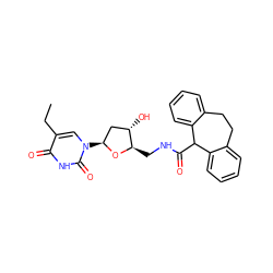 CCc1cn([C@H]2C[C@H](O)[C@@H](CNC(=O)C3c4ccccc4CCc4ccccc43)O2)c(=O)[nH]c1=O ZINC000029400053