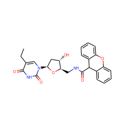 CCc1cn([C@H]2C[C@H](O)[C@@H](CNC(=O)C3c4ccccc4Oc4ccccc43)O2)c(=O)[nH]c1=O ZINC000029399940