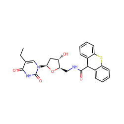 CCc1cn([C@H]2C[C@H](O)[C@@H](CNC(=O)C3c4ccccc4Sc4ccccc43)O2)c(=O)[nH]c1=O ZINC000029396065