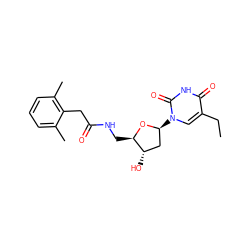 CCc1cn([C@H]2C[C@H](O)[C@@H](CNC(=O)Cc3c(C)cccc3C)O2)c(=O)[nH]c1=O ZINC000029402995