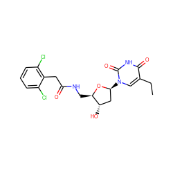 CCc1cn([C@H]2C[C@H](O)[C@@H](CNC(=O)Cc3c(Cl)cccc3Cl)O2)c(=O)[nH]c1=O ZINC000003777510