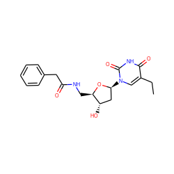 CCc1cn([C@H]2C[C@H](O)[C@@H](CNC(=O)Cc3ccccc3)O2)c(=O)[nH]c1=O ZINC000029394218