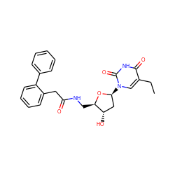 CCc1cn([C@H]2C[C@H](O)[C@@H](CNC(=O)Cc3ccccc3-c3ccccc3)O2)c(=O)[nH]c1=O ZINC000029403158