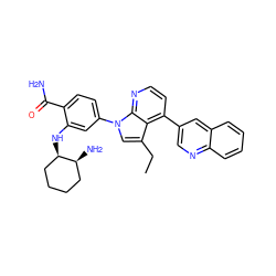 CCc1cn(-c2ccc(C(N)=O)c(N[C@@H]3CCCC[C@@H]3N)c2)c2nccc(-c3cnc4ccccc4c3)c12 ZINC000169703484