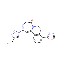 CCc1cn(C2=NCC(=O)N3CCc4c(cccc4-c4ncco4)C3=C2)cn1 ZINC000149203219