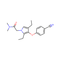 CCc1cn(CC(=O)N(C)C)c(CC)c1Oc1ccc(C#N)cc1 ZINC000049036764