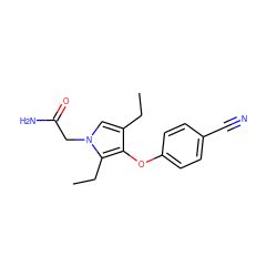 CCc1cn(CC(N)=O)c(CC)c1Oc1ccc(C#N)cc1 ZINC000049785669