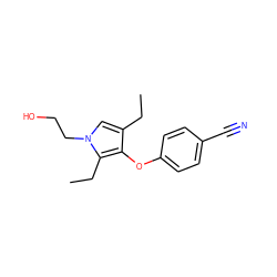 CCc1cn(CCO)c(CC)c1Oc1ccc(C#N)cc1 ZINC000049035950