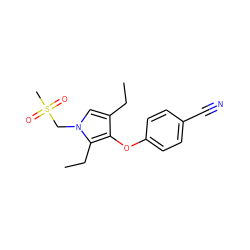 CCc1cn(CS(C)(=O)=O)c(CC)c1Oc1ccc(C#N)cc1 ZINC000049037062