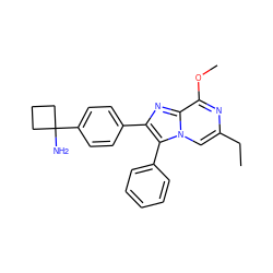 CCc1cn2c(-c3ccccc3)c(-c3ccc(C4(N)CCC4)cc3)nc2c(OC)n1 ZINC000205132276