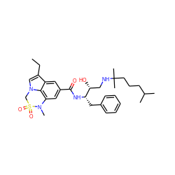 CCc1cn2c3c(cc(C(=O)N[C@@H](Cc4ccccc4)[C@H](O)CNC(C)(C)CCCC(C)C)cc13)N(C)S(=O)(=O)C2 ZINC000042923527