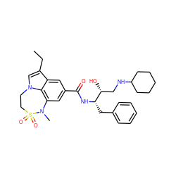 CCc1cn2c3c(cc(C(=O)N[C@@H](Cc4ccccc4)[C@H](O)CNC4CCCCC4)cc13)N(C)S(=O)(=O)CC2 ZINC000042807978