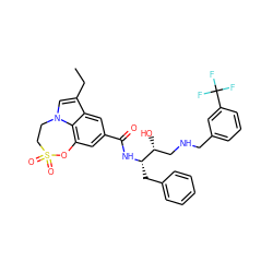 CCc1cn2c3c(cc(C(=O)N[C@@H](Cc4ccccc4)[C@H](O)CNCc4cccc(C(F)(F)F)c4)cc13)OS(=O)(=O)CC2 ZINC000042920544