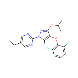 CCc1cnc(-n2nc(OC(C)C)c(Oc3c(F)cccc3F)c2C)nc1 ZINC000299868882