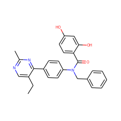 CCc1cnc(C)nc1-c1ccc(N(Cc2ccccc2)C(=O)c2ccc(O)cc2O)cc1 ZINC000653763872